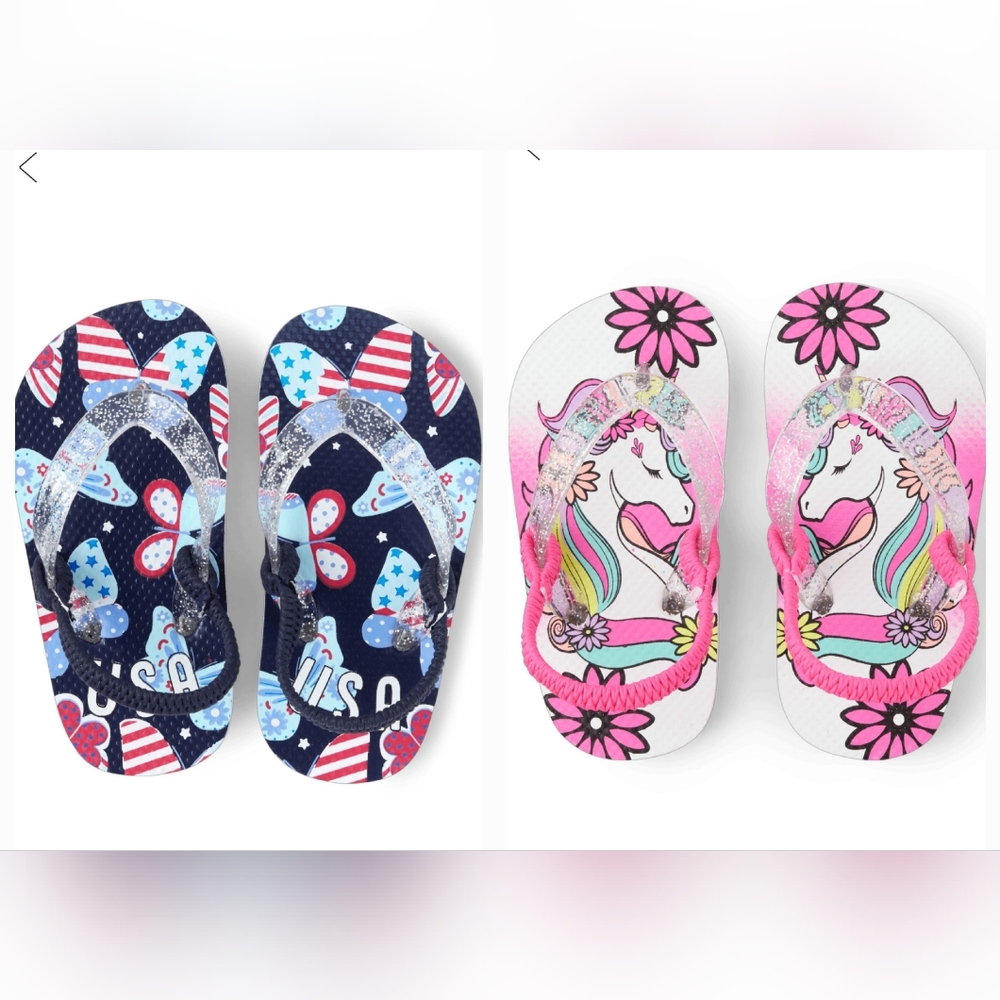 Children's Place Set of 2 Girl's Flip Flops